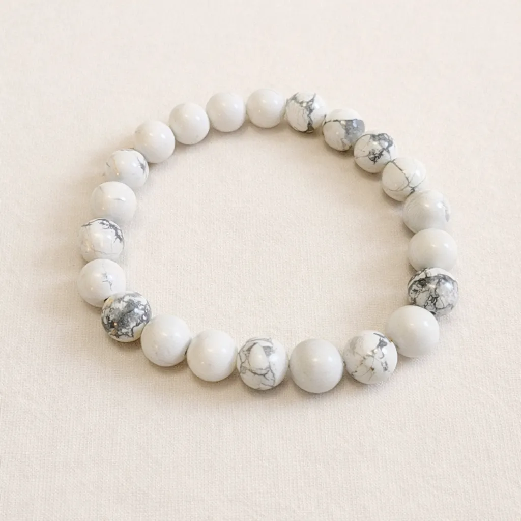 Bracelet Howlite blanche - Lâcher-prise & sommeil serein (8mm)