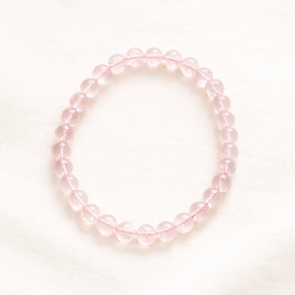 Bracelet Amour & douceur - Quartz rose (6mm)