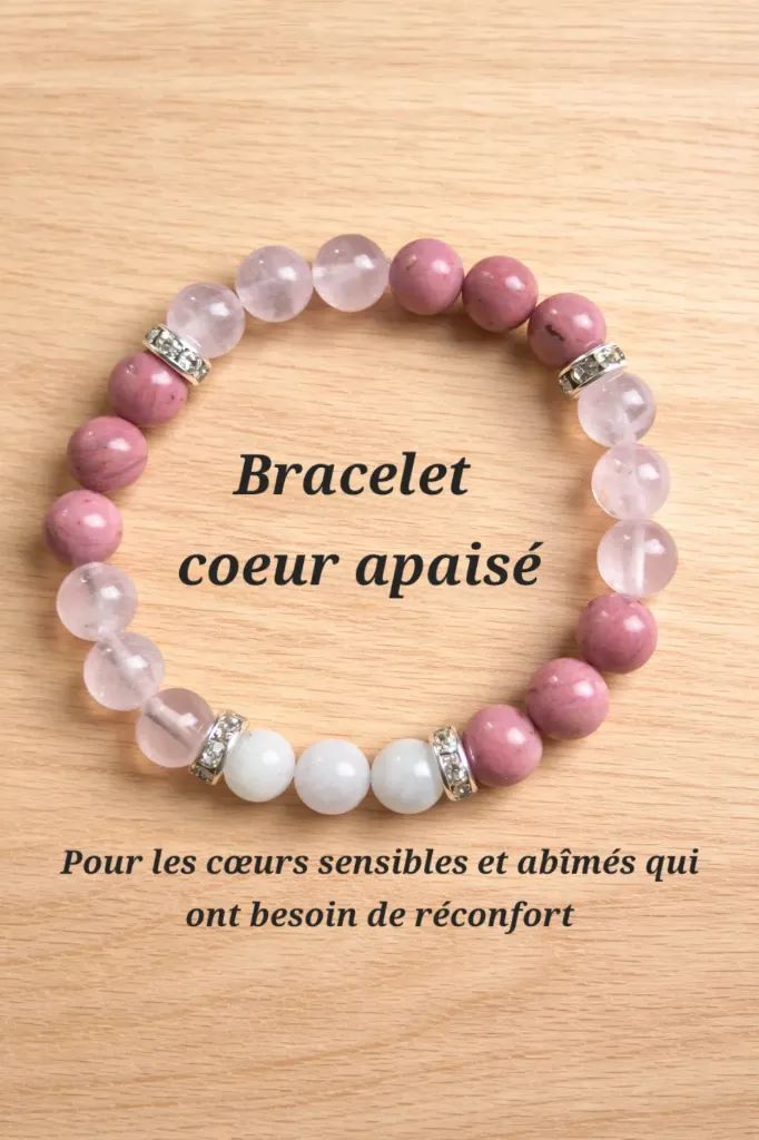 Bracelet coeur apaisé - Rhodonite-Quartz rose-Kunzite (8mm)