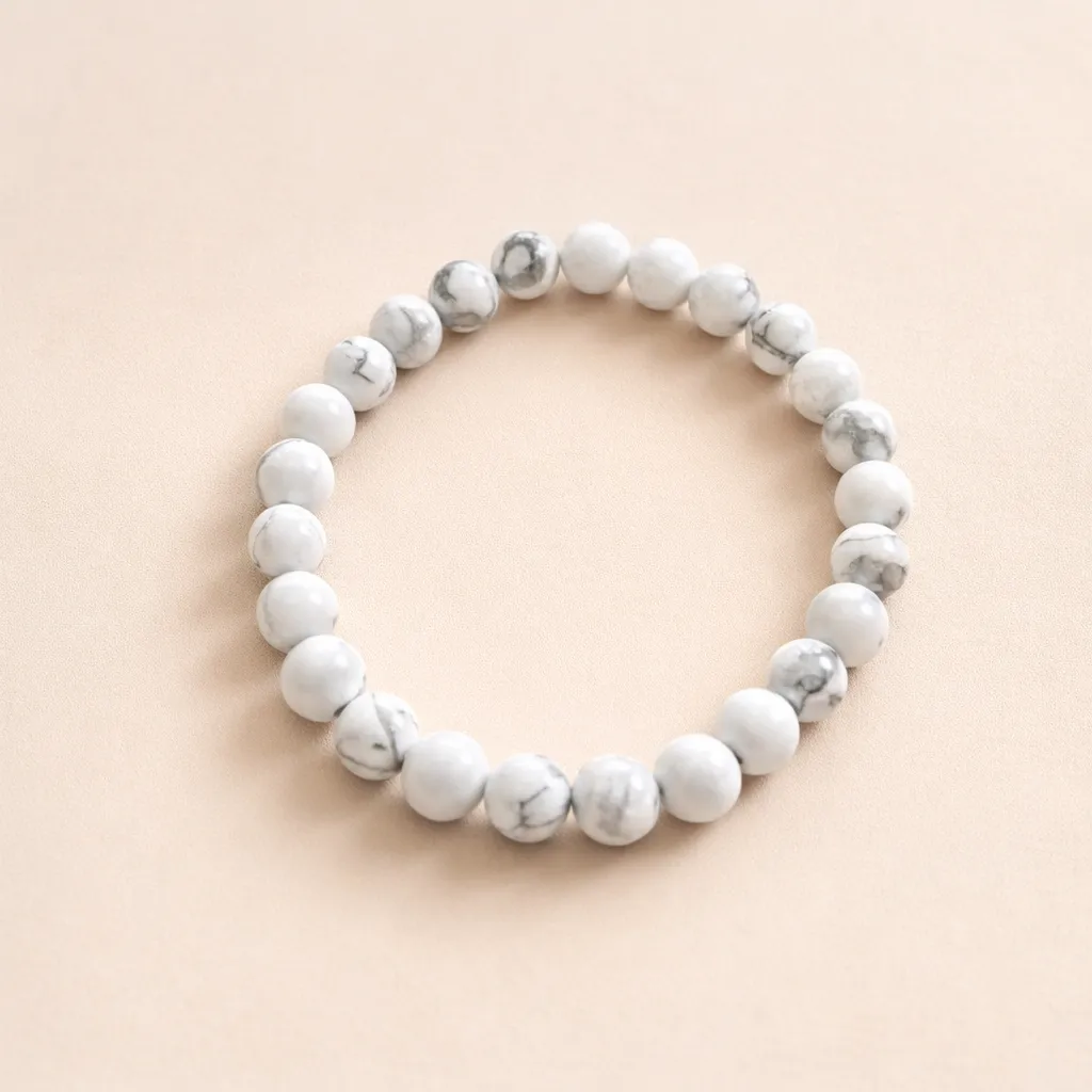 Bracelet lâcher-prise & sommeil serein - howlite (6mm) (~17 cm)