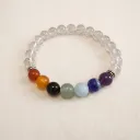 Bracelet 7 chakras + Cristal de roche 8mm